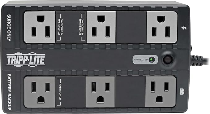 Tripp Lite 350VA UPS Battery Backup Surge Protector Efficient ENERGY-STAR Certified, AVR, 6-Outlet Uninterruptible Power Supply, Dataline Protection, 3-Year Warranty & $100,000 Insurance (ECO350UPS)