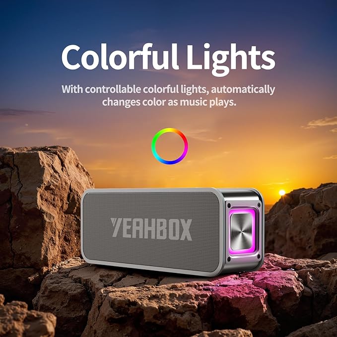 Portable Bluetooth Speaker 50W Powerful Sound IPX6 Waterproof Speaker, Support Bluetooth/Aux/TF Card/U Disk Input, TWS Pairing Speakers for Home, Outdoor and Travel