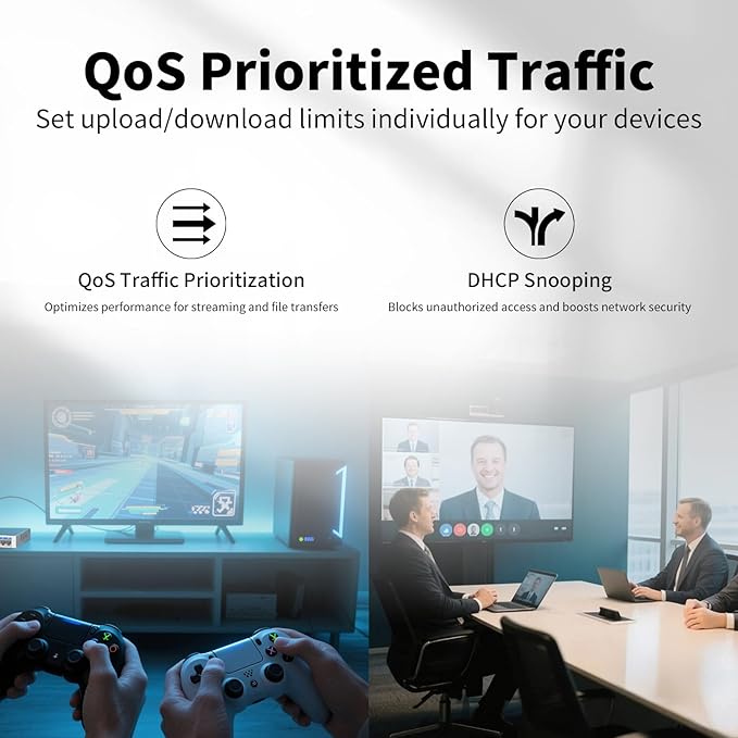 STEAMEMO 16-Port Gigabit Ethernet Switch | Smart Managed with VLAN & QoS | Plug & Play Desktop/Wall Mount Network Switch | Metal Enterprise Switch(Includes Power Adapter)