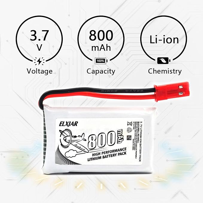(10-Pack) 3.7V 800mAh Lithium Battery with 5-in-1 Charger for SYMA X5C X5C-1 X5 X5SC X5SW H5C V931 S5C S5W SS40 FQ36 T32 T5W H42 CW4 Remote Control Drone