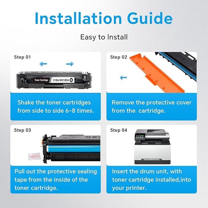 218A High Yield Toner Cartridge (With Chip) Replacement for HP 218X/218A/218 to Compatible with HP Color Laser Jet Pro 3201dw MFP 3301cdw MFP 3301fdw MFP 3301sdw W2180X W2181X W2182X W2183X (BK/Y/C/M)