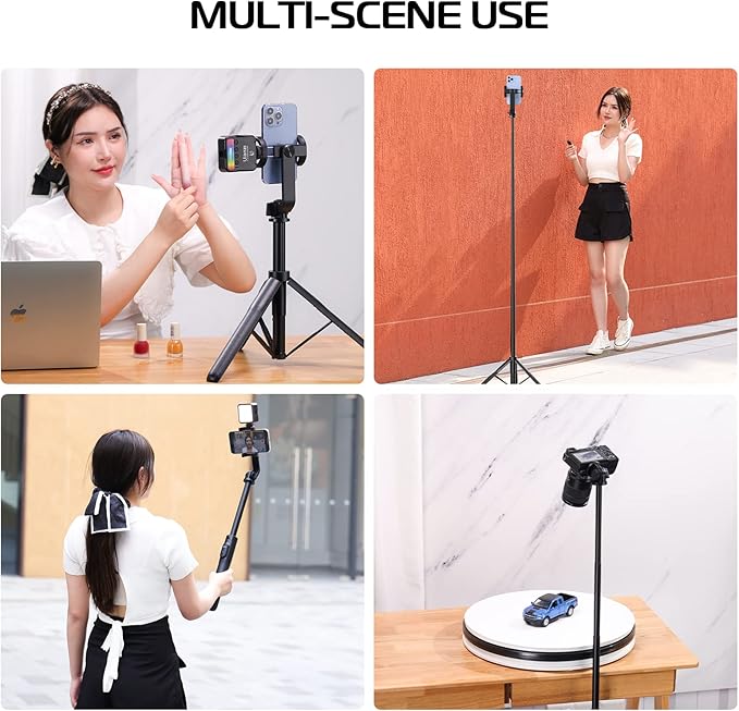 ULANZI SK-03 Selfie Stick Tripod, 64" Professional Stable Phone Tripod Stand for Smartphone/Action Camera, 3 in 1 Extendable Phone Holder with Detachable Remote for Travel Selfies Video Recording Vlog