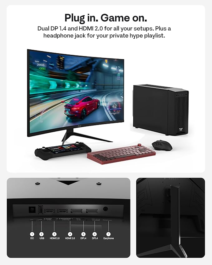 Pixio PXC328 32 inch 180Hz Refresh Rate QHD 1440p Resolution 1500R Curved Fast VA Panel 1ms GTG Response Time Adaptive Sync HDR Curved Gaming Monitor