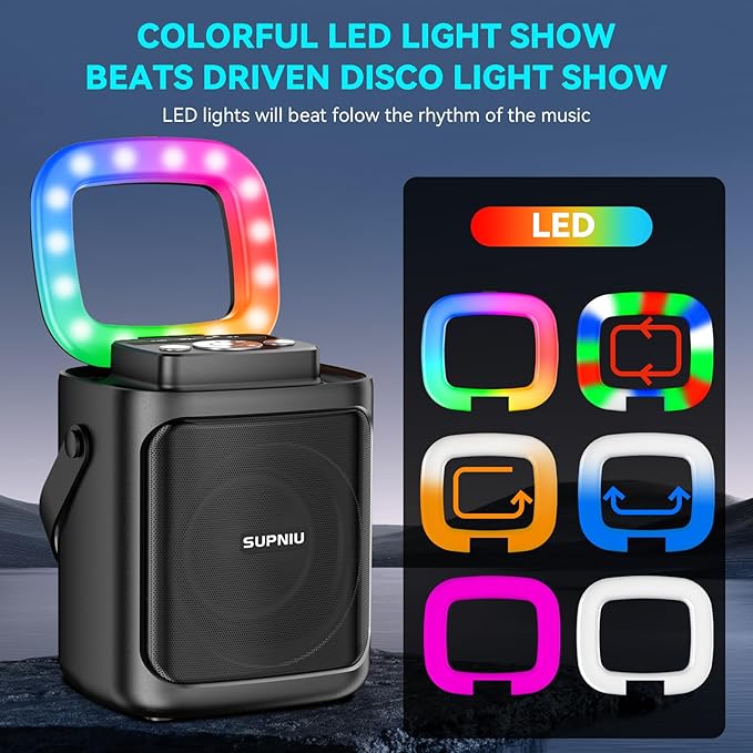 30W Portable Bluetooth Speaker Wireless with Loud Crystal Clear Stereo Sound - TWS Pairing & 24H Playtime with Led Lights | Small Party Speakers for Indoor/Outdoor, Travel, Gathering (1pcs)