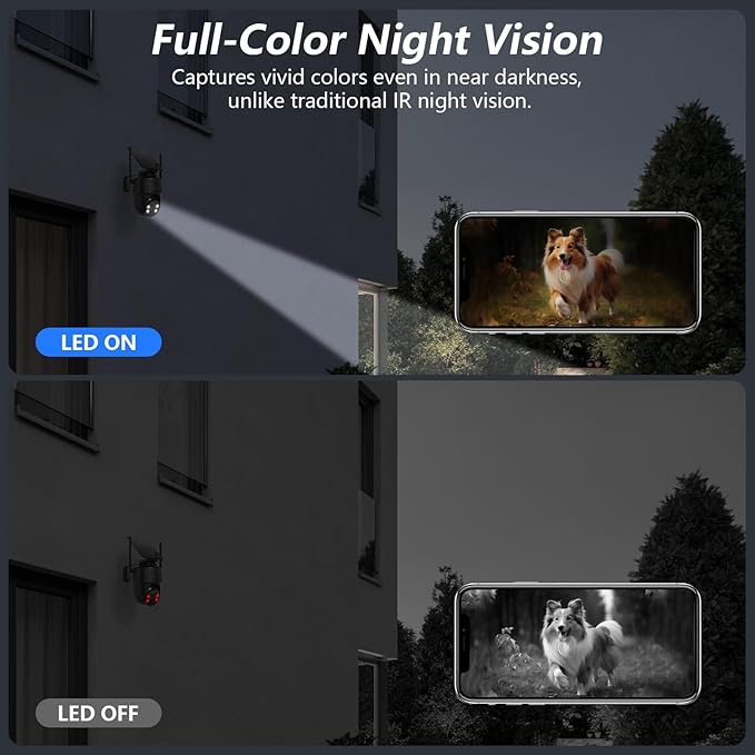 GALAYOU 2K Security Cameras Wireless Outdoor-360° PTZ Cameras for Home Security with Solar Panel/Battery Powered, Night Vision, Two-Way Audio, PIR Sensor, Works with Alexa, R1 4P Black (2.4Ghz Only)