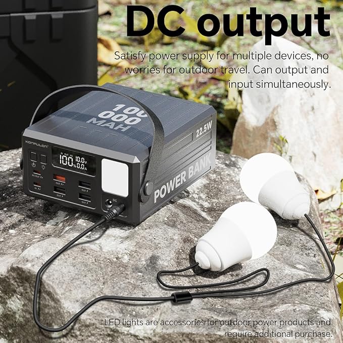 High Capacity Power Bank 100000mAh Fast Charging 22.5W PD 20W Portable USB C Battery Packs with 7 Outputs & LCD Display Battery Bank for iPhone, Samsung, iPad ,Macbook & Outdoors Camping (GREY)