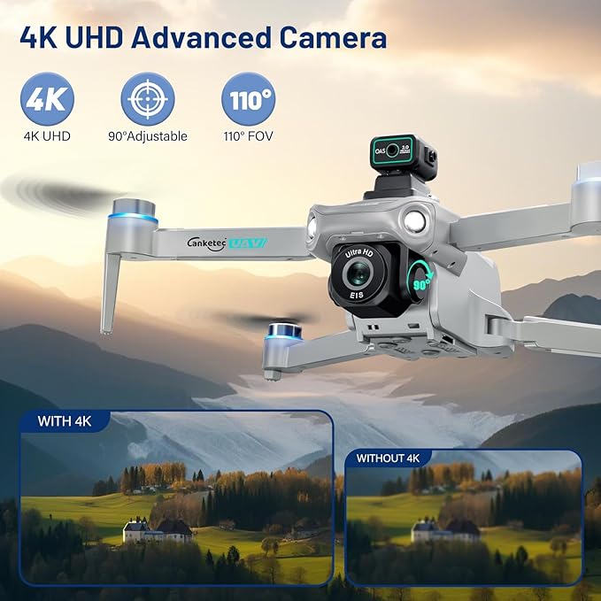 Drone with Camera for Adults 4K, Upgraded 4.5inch LCD RC Screen, GPS Quadcopter Brushless Motor, Auto Return, Follow Me, Waypoint Fly, Optical Flow, Visual Tracking,60 Mins Flight, Foldable 5G Transmission FPV Quadcopter for Beginners