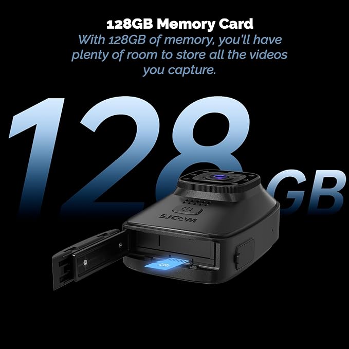 SJCAM A10 Body Camera Bundle Including: Waterproof HD Wearable Camera with Night Vision and Audio Recording, 64GB Micro SD Card, Card Reader, USB-C Adapter, and Storage Wallet