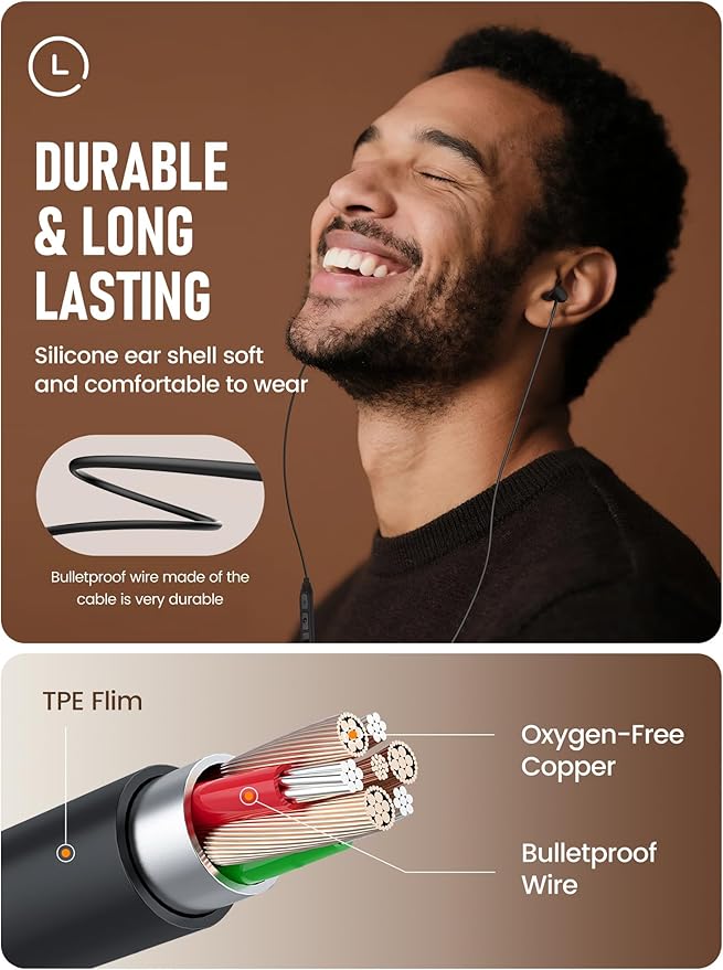 Hearprotek Sleep Earbuds, 3.5mm Lightweight Soft Noise Reduction Earbuds Wired with Mic and Volume Control