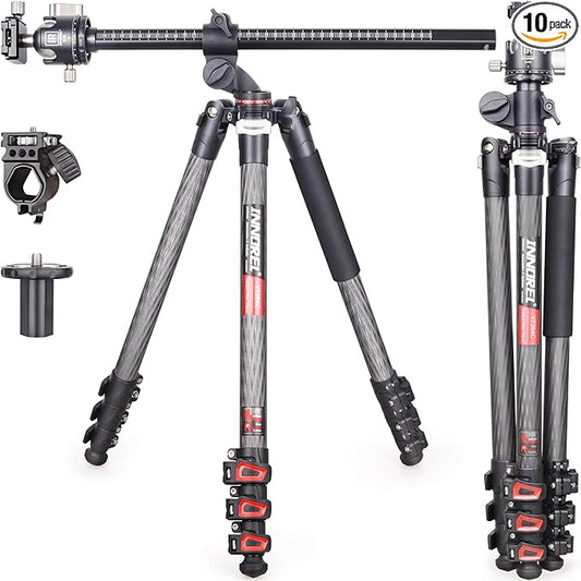 Carbon Fiber Horizontal Tripod INNOREL YT284C, Rotatable Multi-Angle Center Column and 46mm Low Gravity Ballhead Professional Camera Tripod Monopod for DSLR Video Camcorder Overhead Shooting Load 20kg