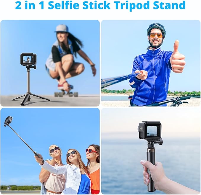 AKASO 60cm Selfie Stick Extendable Tripod Stand Compatible with AKASO, SJCAM, GoPro Hero 13/12/11/10/9/8/7/Max, DJI Osmo Action 5/4/3, and Other Action Cameras