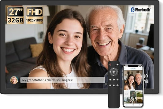 BSIMB Large Digital Picture Frame 27 Inch, 1920x1080 FHD WiFi Digital Photo Frame Electronic 32GB Display, Wall Mount Included, Share Pictures/Videos via App Easy Setup Gifts for Mom(Non-Touch), Black
