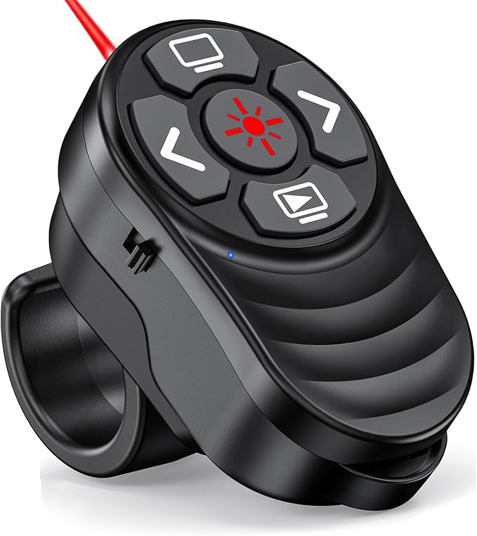 Dinofire USB Type C Wireless Presenter Remote Presentation Laser Pointer Finger Ring PowerPoint Clicker-Slide Advancer for Mac Laptop Class Office