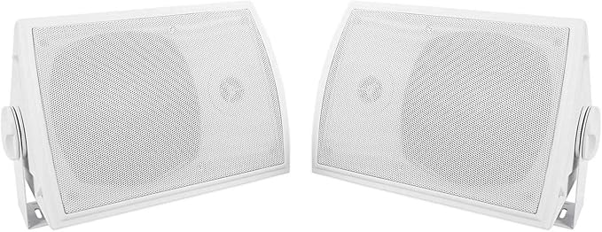 Rockville Pair HP5S 5.25" Outdoor/Indoor Home Theater Speakers w/Swivel Bracket, White