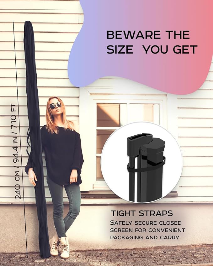 100 Inch Indoor and Outdoor Projector Screen with Stand for Movies or Presentations - HD Premium 16:9 Folding Free Tripod Screen with Carry Bag and Straps, Matte