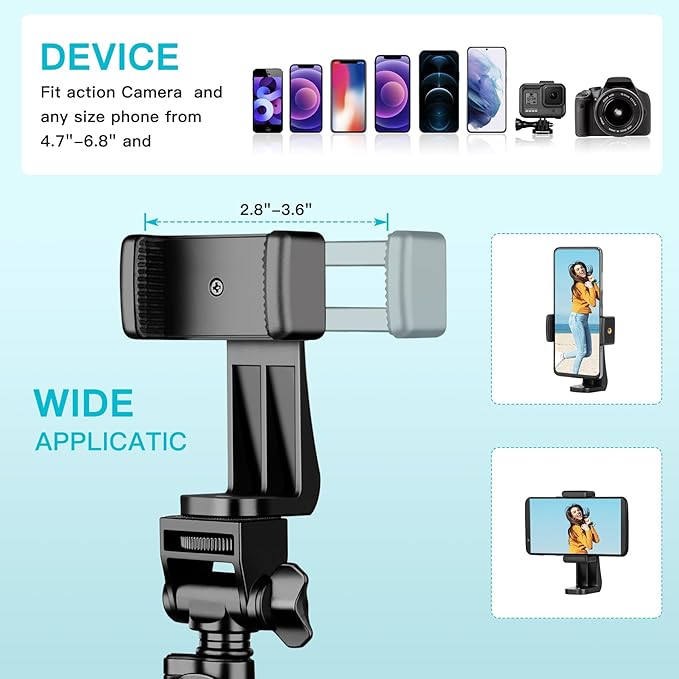 74" Flexible Phone Tripod, Tall Cell Phone Tripod with Adjustable Gooseneck & Remote, Portable Camera Cellphone Stand for Video Recording, Compatible with iPhone Android