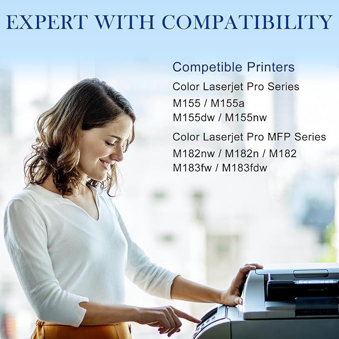 215A Toner Cartridges (with chip) Replacement for HP 215A W2310A Toner Cartridges 4 Pack - for Color Laserjet Pro MFP M182nw M183fw M183fdw M155dw M155nw Printers (4 Pack)