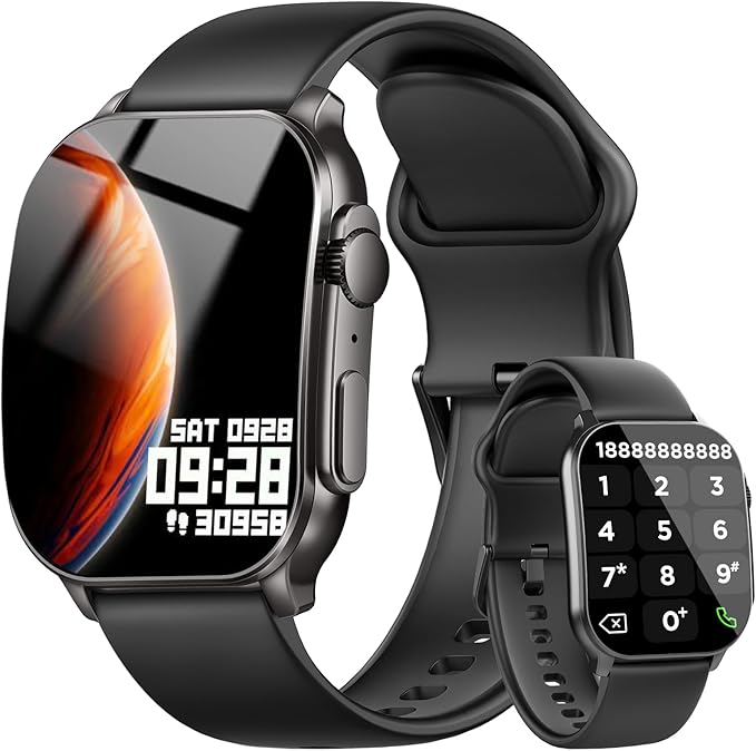 Smart Watches for Women Men, 2.01" AMOLED Curved Display Smart Watch with 100+ Workout Modes, Precision Motion Algorithm, Bluetooth Call & Text, Health, Fitness Tracker, Alexa Built-in IP68 Waterproof