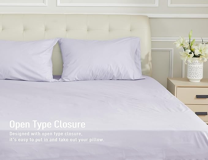 Sunflower King Pillowcases Set of 2, 100% Cotton King Size Pillow Cases 2, 20×40 inches Gloaming Purple, Soft and Breathable