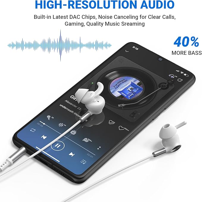 Earbuds Wired 3.5mm Headphones for School PC, Noise Cancelling Ear Buds Wired with Microphone Case Magnet Wire Plug in Earphones for HP/Surface/Acer Computer Laptop Chromebook Corded Headphone, White