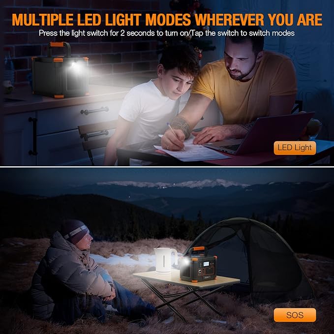 500W Portable Power Station, GRECELL Solar Generator 519Wh (Peak 1000W) Lithium Battery Power Generator with 2*110V AC Outlets, Mobile Battery Backup Pack for RV Trip Camping, Outdoor Adventure, Home