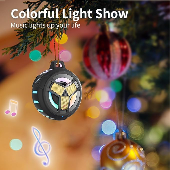 EBODA Waterproof Bluetooth Speaker, Shower Wireless Speaker, IP67 Waterproof, LED Light, Floating, Portable Speakers for Travel, Pool, Beach, Kayak, Gifts for Men-Black Golden Special Edition