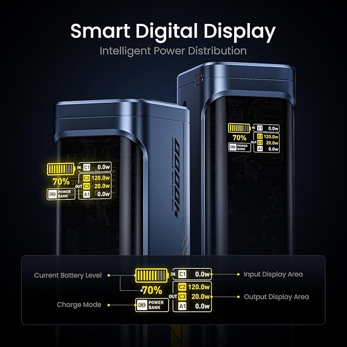 AOHI 140W PD3.1 Laptop Power Bank 40000mAh Fast Charging Station, The Future Starship 2 in 1 Camping Large Portable Charger for MacBook Pro/Air, iPad Pro, iPhone 16 Pro Max,Galaxy,Steam Deck, Grey