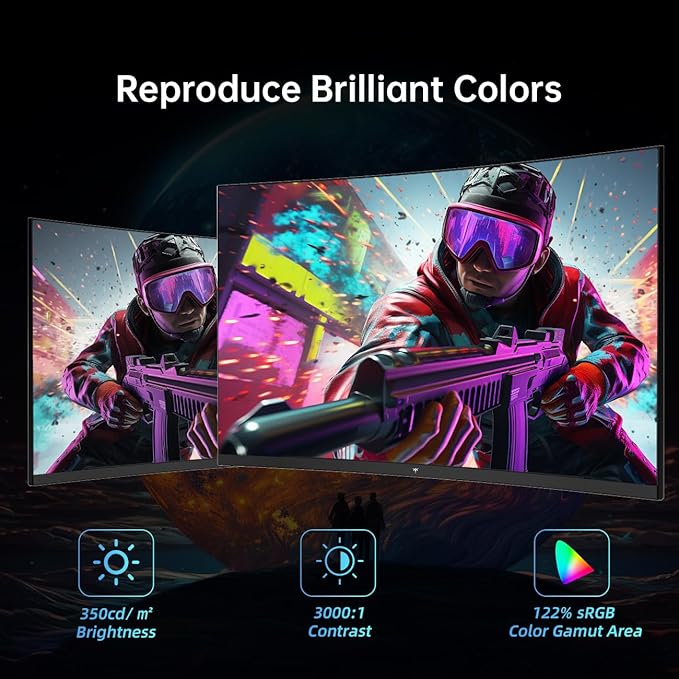 KTC 32 Inch Curved Gaming Monitor, FHD 1080P 165Hz PC Monitor, 1500R, 122% sRGB with HDR, FreeSync Premium, HDMI 2.0x2, DisplayPort 1.4, VESA Compatible, Tilt Adjustable, Eye Care, H32S17C