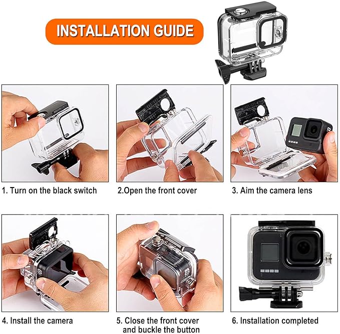 BO&DQQ Compatible for Go Pro Hero 13 12 11 10 9 Black Waterproof Housing Case 60M/196FT Protective Underwater Diving Case Shell with Cameras Handle Mount Accessories Kit