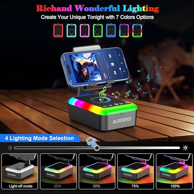 Gift for Men & Women | 3-in-1 Bluetooth Speaker, Cell Phone Stand & Portable Wireless Lanyard with Light | Unique Birthday Gift for Dad, Mom, Husband | Cool Tech Gadget