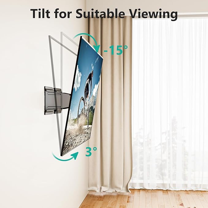 WALI Ultra Slim Full Motion TV Wall Mount Bracket for Most 43-90 Inch Flat Screen TVs, Swivel, Tilt & Extension TV Articulating Mount, Max Mounting Holes 600x400mm, Holds up to 132lbs(TTM-4), Black