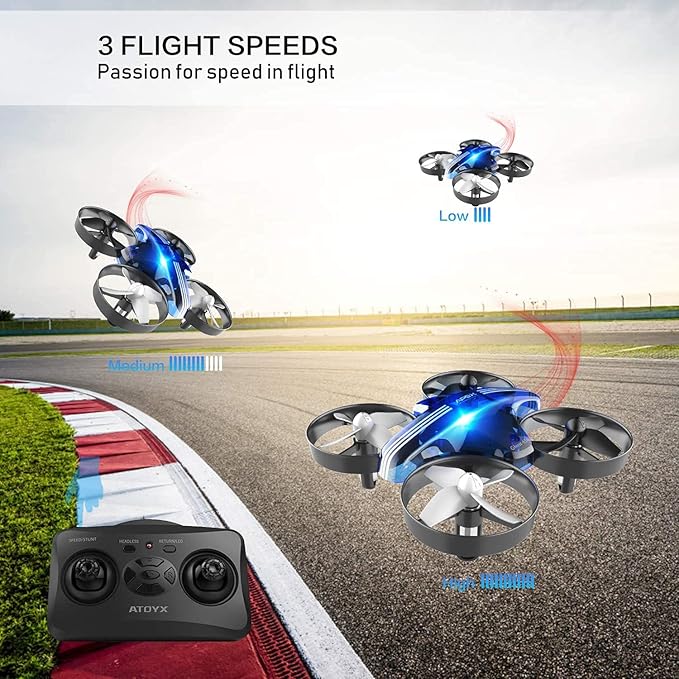 Mini Drone for Kids & Beginners, Indoor Portable Hand Operated/RC Nano Helicopter Quadcopter with Auto Hovering, Headless Mode & Remote Control, Children's Day Gift for Boys and Girls -Blue.4-blade design delivers greater stability and increased thrust.