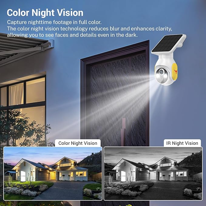 1080p Security Camera Wireless with Solar Panel, Smart AI Human Detection, 2-Way Audio, Color Night Vision, Built-in 4G SIM, Cloud Storage, Indoor/Outdoor Surveillance Bullet Cam (4G)