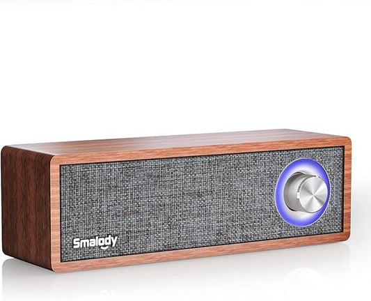 Smalody Wood Retro Bluetooth Speaker, Portable Mini Wireless Bluetooth Speakers, Vintage Wooden Speaker for Room Decoration, Perfect for Cafes, Restaurants, Vintage Coth Stores, Bedroom etc