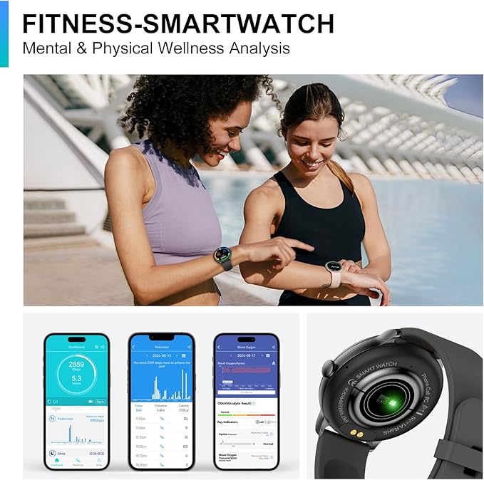 Smart Watch, 1.43'' AMOLED Smart Watches for Men Women (Answer/Make Call), Fitness Tracker with Heart Rate/Sleep Monitor, IP68 Waterproof Activity Tracker, Pedometer for Android iOS