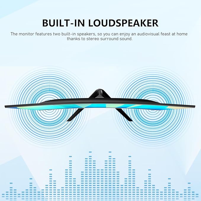 24.5 Inch Gaming Curved Monitor Built-in Speakers, 3000R 120Hz PC Screen Full HD 1080P, HDMI 2.0, VGA, Wall Mount Compatible 75 * 75mm