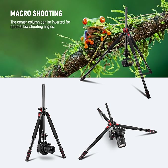 NEEWER 72 inch Camera Tripod Monopod with Center Column and Ball Head Aluminum, Arca Type QR Plate, Bag, Horizontal Tripod Overhead Camera Mount for DSLR Camera, Video Camcorder, Max Load: 33lb