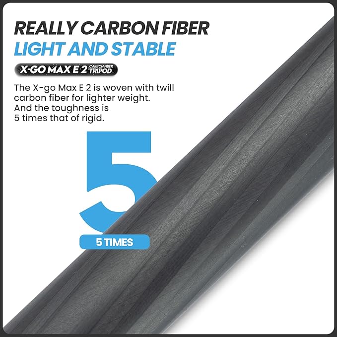 Fotopro 68" Carbon Fiber Tripod for Camera Compact Travel Tripod with Ball Head, Detachable Monopod with Quick Release Plate and Carry Bag Load up to 26lbs/12KG X-go Max E2 Black