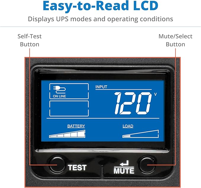 Tripp Lite SMART1500LCDT 1500VA 900W UPS Battery Back Up, AVR, LCD Display, Line-Interactive, 10 Outlets, 120V, USB, Tel & Coax Protection, 3 Year Warranty & Dollar 250,000 Insurance Black