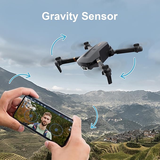 4DV4 Drone with 1080P Camera for Adults Kids,FPV HD Live Video RC Quadcopter Helicopter Toys Gifts,Altitude Hold, Waypoints,3D Flip,Headless Mode,2 Batteries,Carrying Case,Black