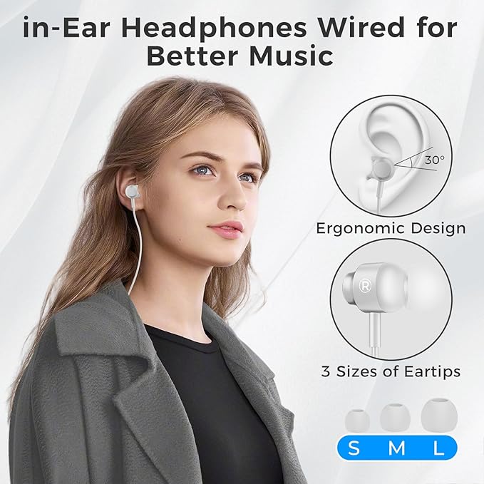 2 Pack 3.5mm Jack in Ear Headphones,Wired Earbuds with Microphone with Microphone Suitable for Smartphones, Computers, Laptops, IPads, MP3 Players