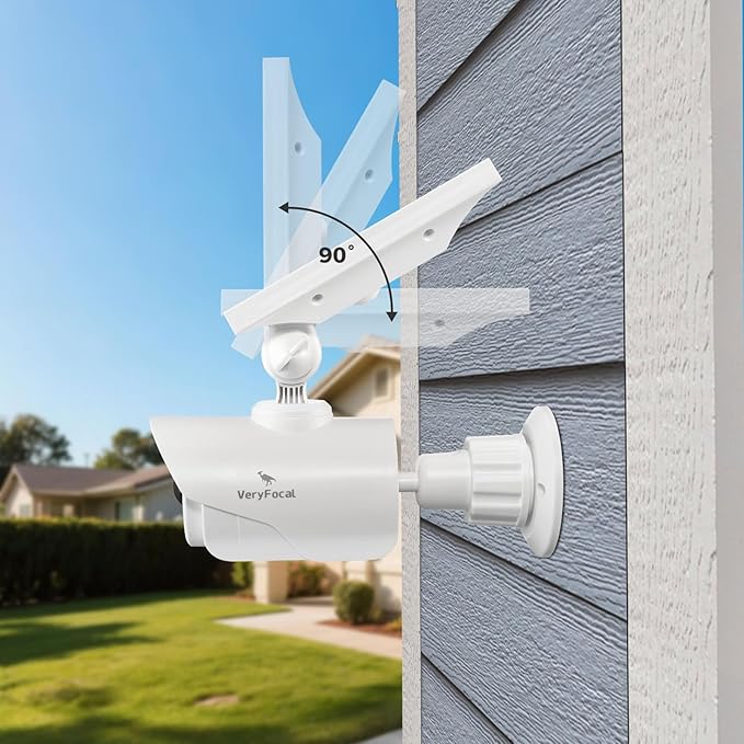 Solar Battery Powered Dummy Fake Security Cameras for Outside with PIR Thermal Sensor Warning Light, Motion Activated Floodlights, IP66 Waterproof 2 Pack