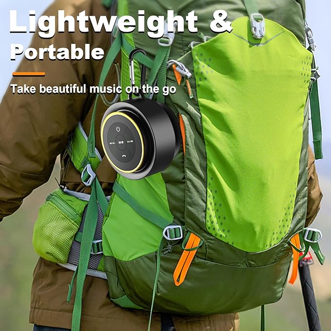 Bluetooth Shower Speaker, Portable Waterproof Speakers with Suction Cup, Wireless Outdoor Speaker for Pool, Camping, Beach, Hiking, Kayaking, Great Gift for Men, Women