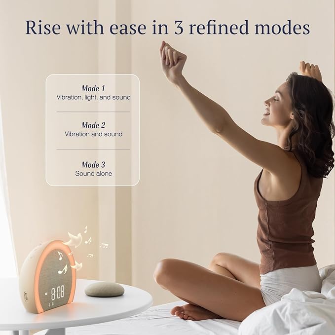 ANJANK Loud Alarm Clock with Wireless Bed Shaker, Vibrating Dual Alarm with Light Wake Up for Heavy Sleepers & Hearing Impaired, 9-Color Night Light, 5 Sounds, 0-100% Dimmer, USB Charger, Bedroom