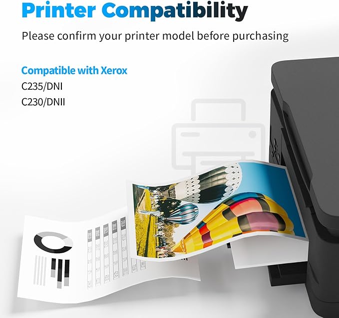 C230 C235 C225 Toner Cartridge (with Chip) Replacement for Xerox C230 C235 C225 006R04383 006R04384 006R04385 006R04386 Compatible with Xerox C230DNI 235DNI Printers