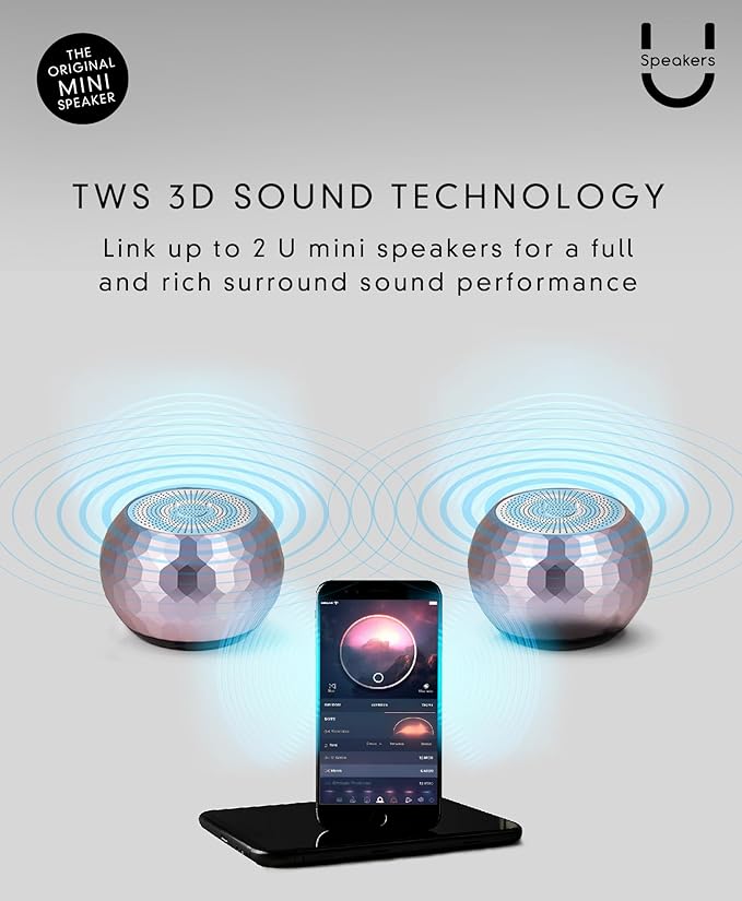 Fashionit U Mini - Small Bluetooth Speaker Wireless - Mic & Remote Shutter, Portable Bluetooth Speakers, Rich Sound for Home & Outdoor, Stocking Stuffers, White Elephant Gifts for Adults - Glam Lilac