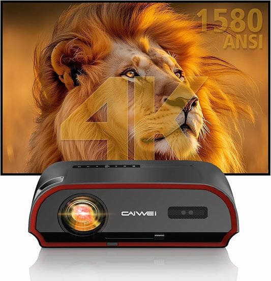 2025 Smart 4K Projector for Daylight Viewing | 1580ANSI Lumens, Android TV & WiFi 6 | 300" Home Theater & Outdoor Movie, DSP Audio & Bluetooth 5.2, HDMI , USB, Focus & Keystone, Rear Ceiling Mounted