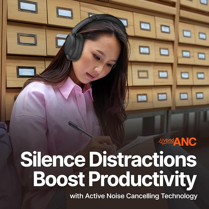 VOKALEN Hyper GO Wireless Over-Ear Noise Cancelling Headphones with Mic, 60H Playtime, Bluetooth Headset, Hi-Res Audio, DEEP360 Spatial Audio, Ultra-Lightweight for Travel, Work, Study