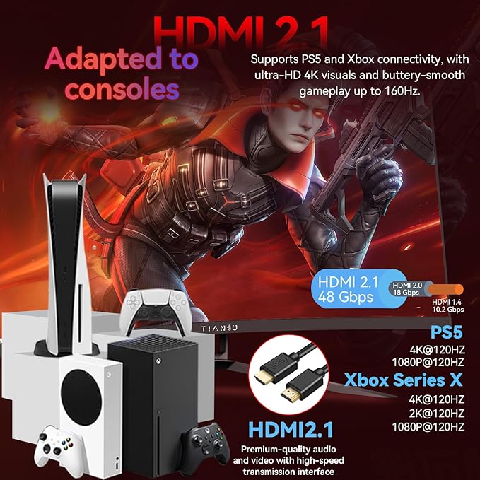 32Inch 4K Curved Monitor,160Hz UHD(3840 x 2160) Curved Gaming Monitor,1ms AMD FreeSync Premium,1500R,125% sRGB,95% DCI-P3,Monitor with Speaker,HDMI2.1,DP1.4,VESA