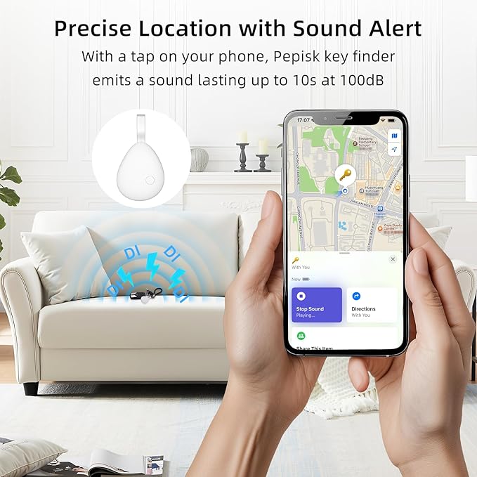 [Apple MFi Certified] Air Tracker Tag 1 Pack (iOS Only), Bluetooth Tracker for Apple Find My, Replaceable Battery, Key Finder and Item Locator Smart Tag for Keys, Bags, Luggage, Pets, Wallet (White)